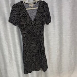 Michael Kors Black and Cream Patterned Midi Dress